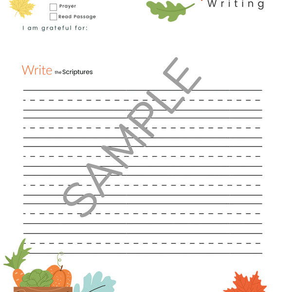 Thanksgiving Scripture Reading & Writing Journal - Kids - Digital