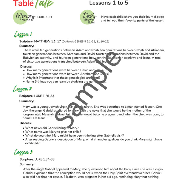 Birth of Jesus Table Talks eBook